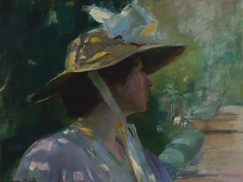 1860-Laura Muntz Lyall - Donna con cappello a tesa larga